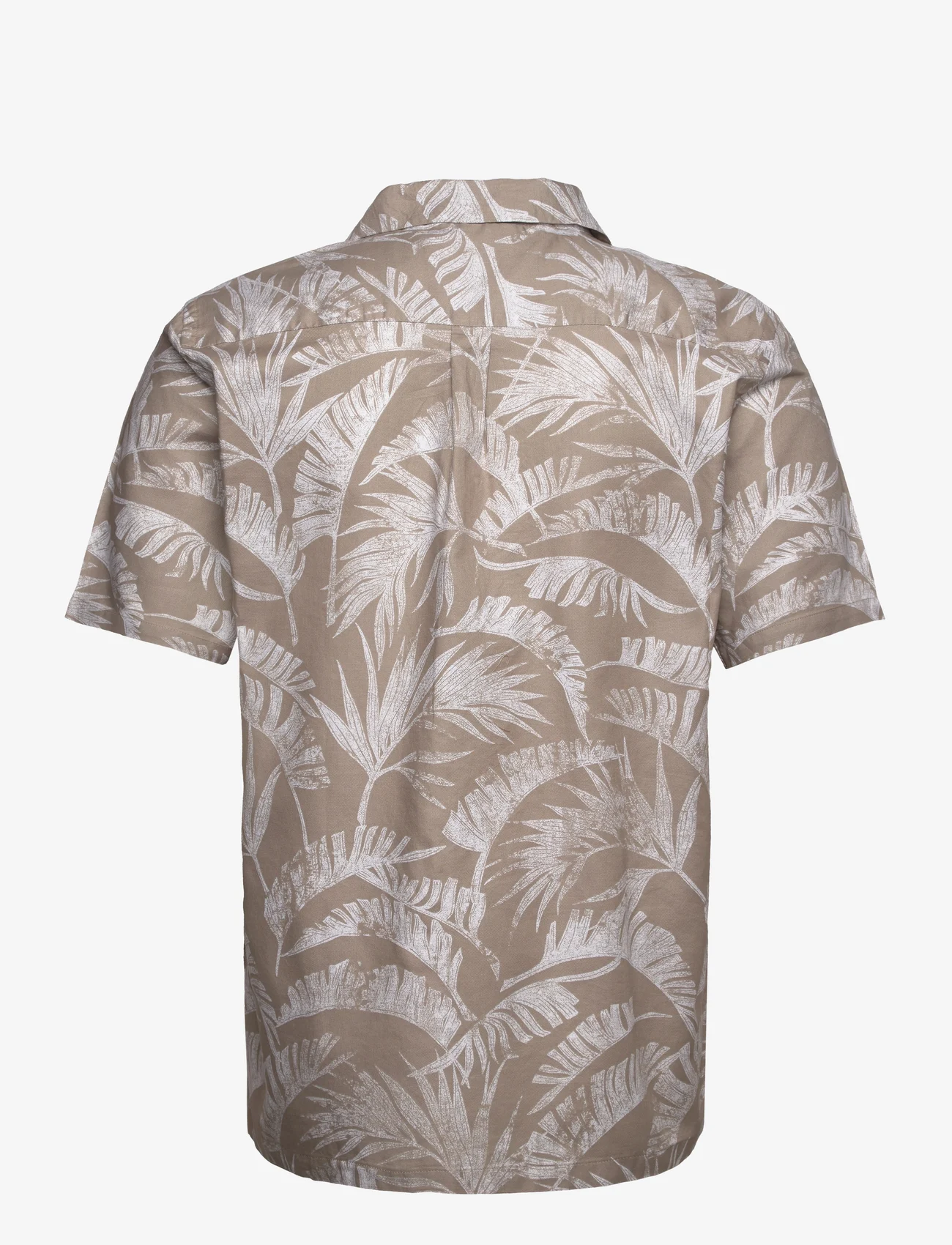 Lindbergh - Washed AOP S/S resort shirt - kortærmede skjorter - sand - 1