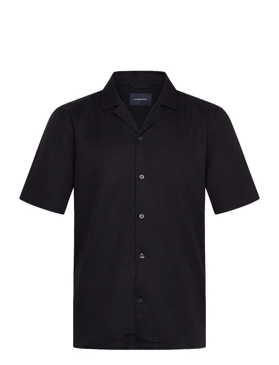 Lindbergh - Cotton / Lyocell blend resort shirt - overhemden met korte mouw - dk navy - 1