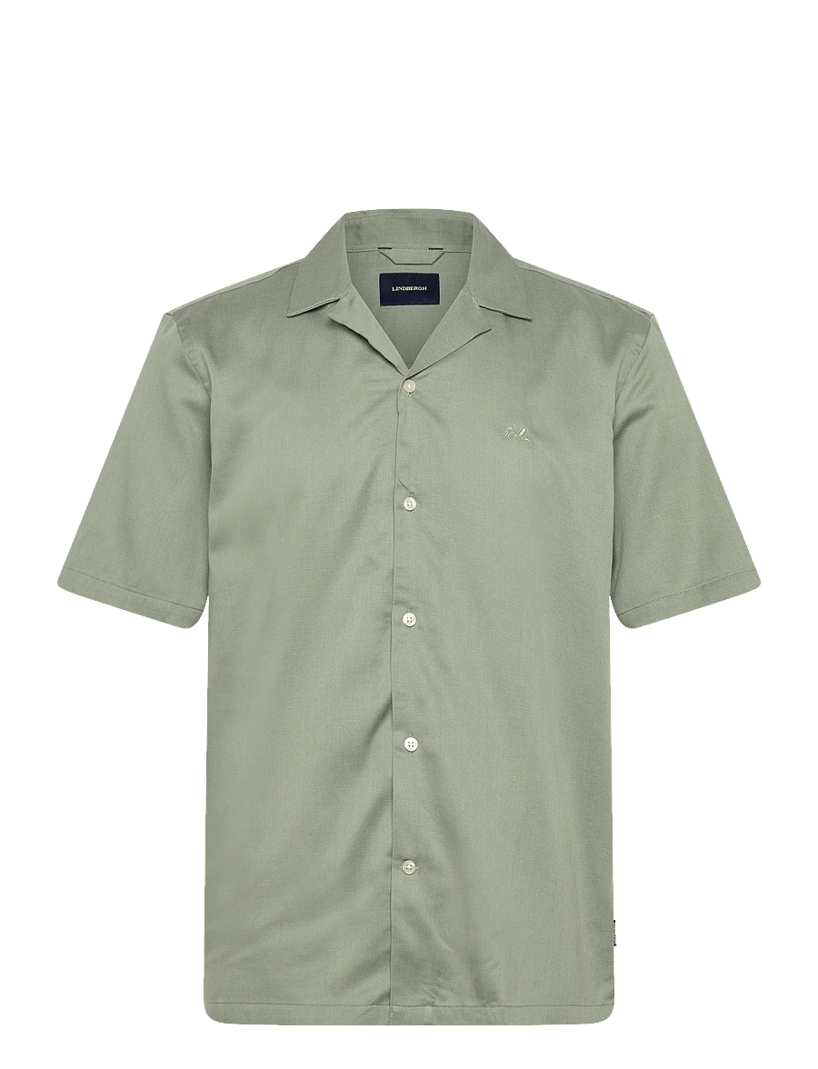Lindbergh - Cotton / Lyocell blend resort shirt - kortærmede skjorter - faded green - 1