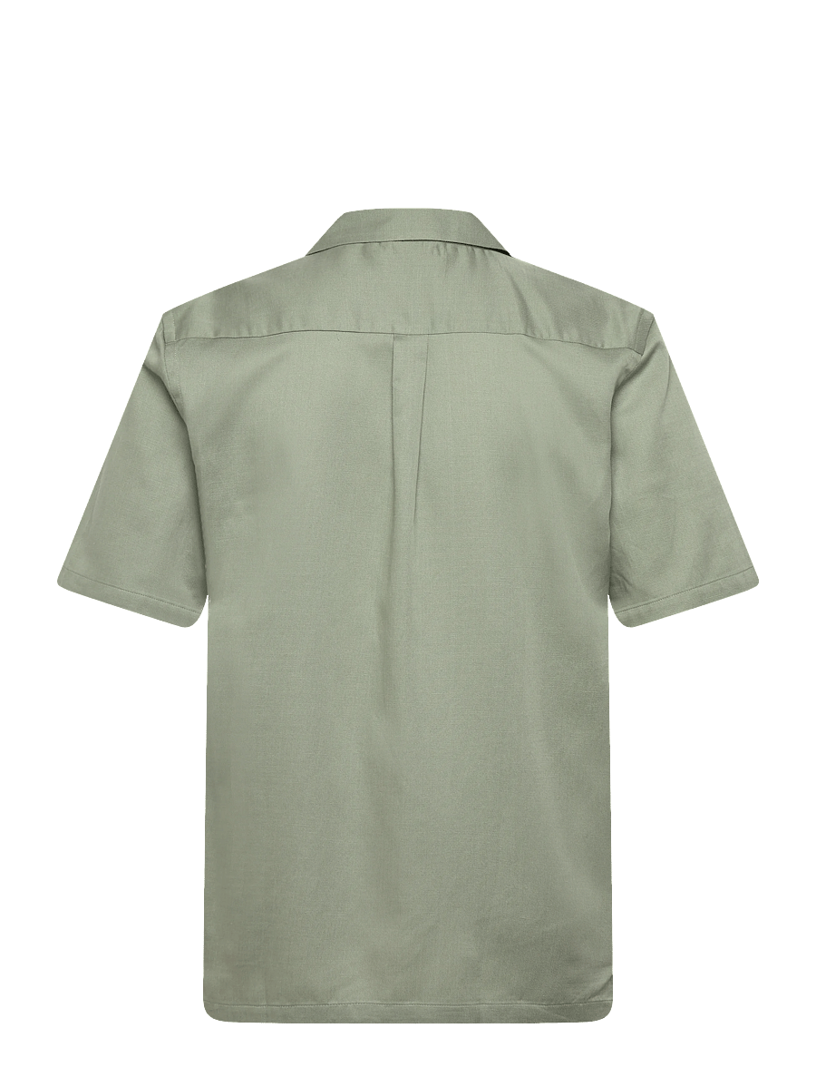 Lindbergh - Cotton / Lyocell blend resort shirt - kortærmede skjorter - faded green - 2