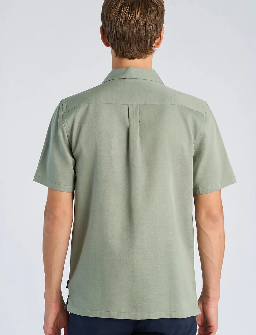 Lindbergh - Cotton / Lyocell blend resort shirt - kortærmede skjorter - faded green - 4