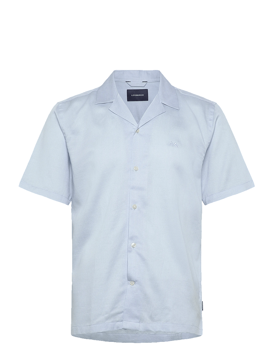 Lindbergh - Cotton / Lyocell blend resort shirt - short-sleeved shirts - ice blue - 1