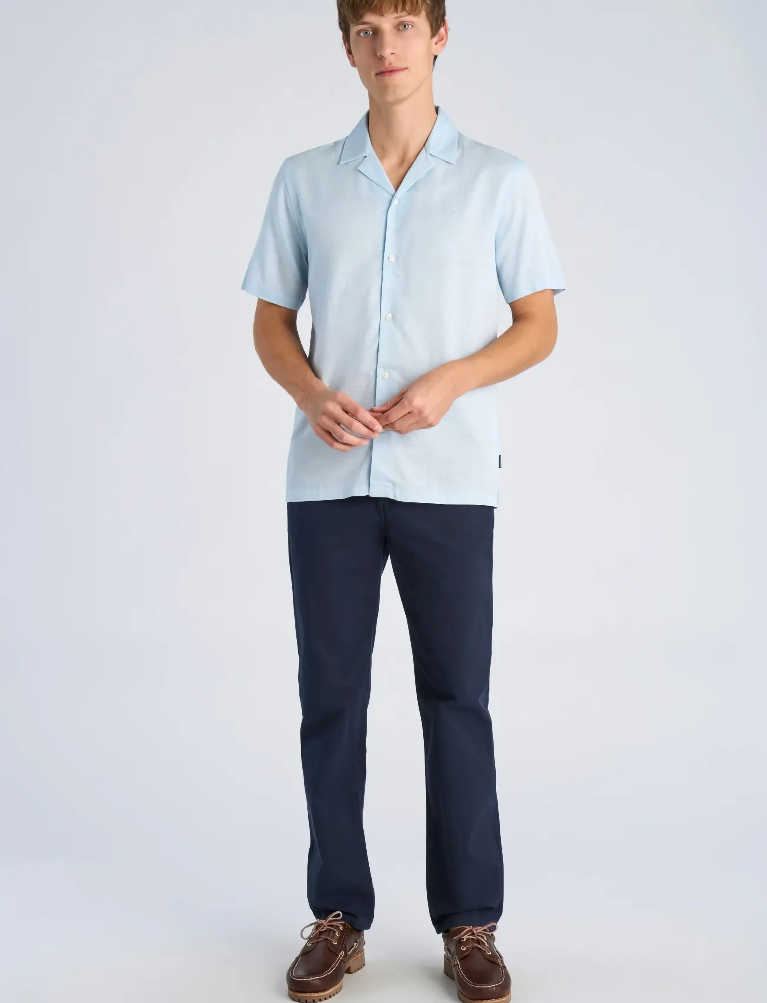 Lindbergh Cotton / Lyocell blend resort shirt - Hemden - ICE BLUE / blue