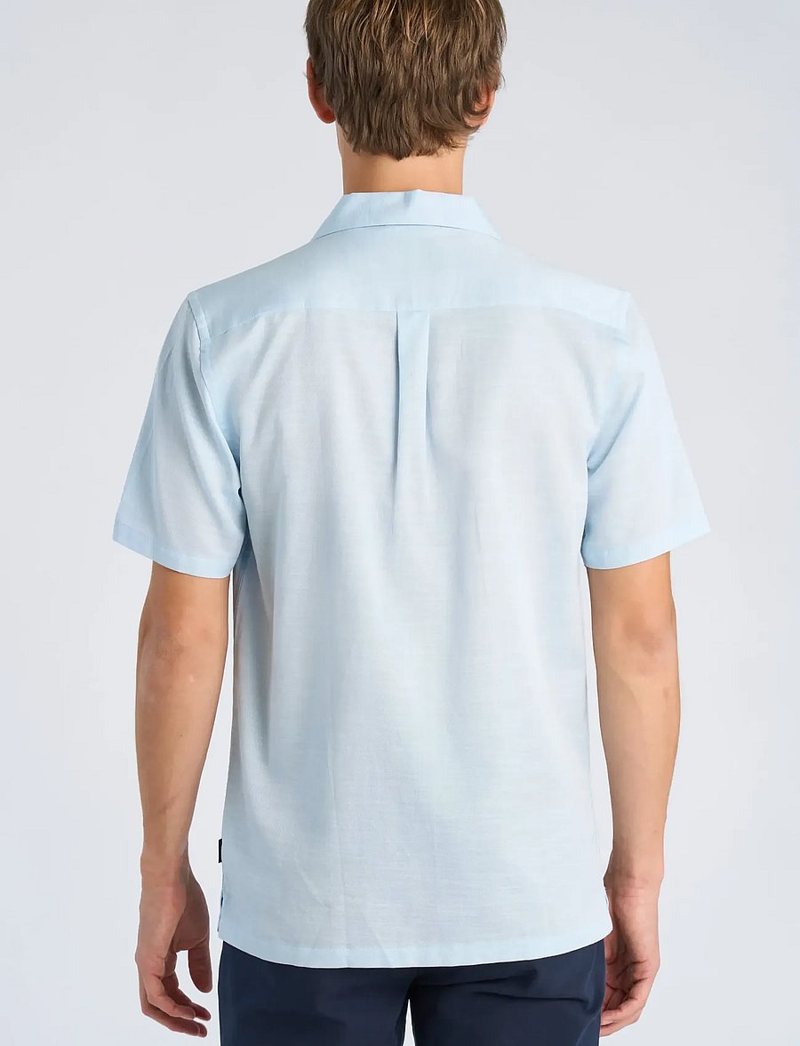Lindbergh - Cotton / Lyocell blend resort shirt - short-sleeved shirts - ice blue - 4