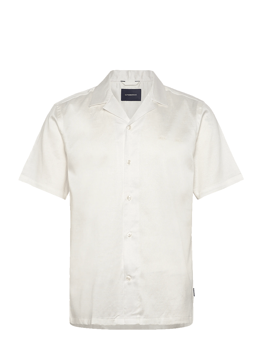 Lindbergh - Cotton / Lyocell blend resort shirt - kortärmade skjortor - off white - 1