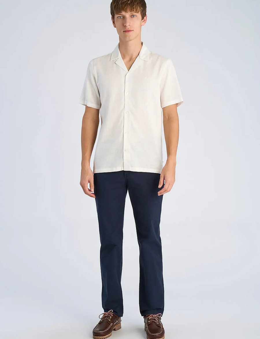 Lindbergh - Cotton / Lyocell blend resort shirt - kortärmade skjortor - off white - 0