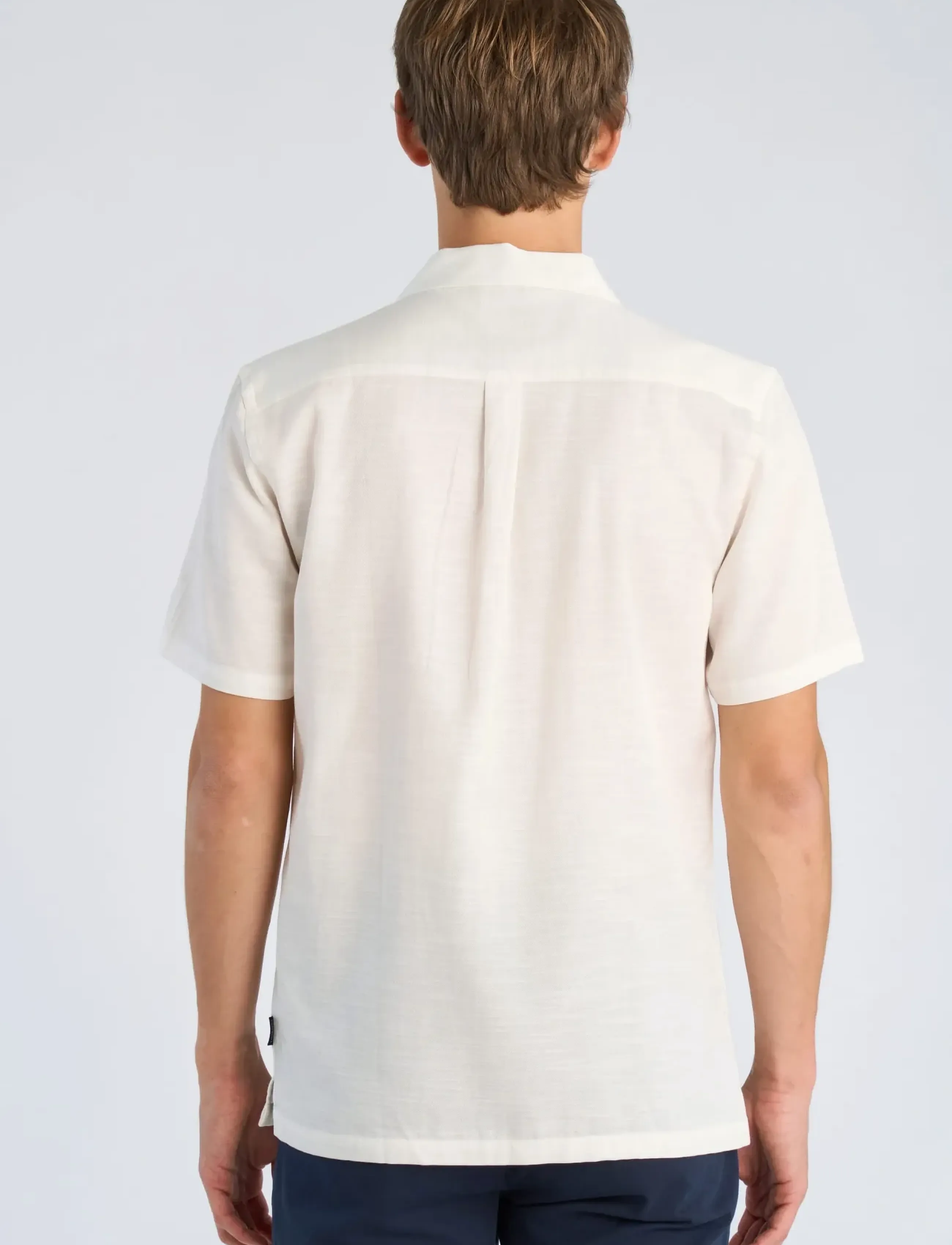 Lindbergh - Cotton / Lyocell blend resort shirt - kortærmede skjorter - off white - 4