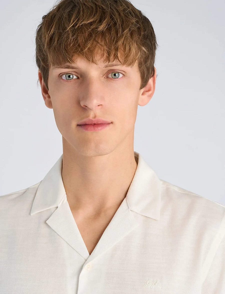 Lindbergh - Cotton / Lyocell blend resort shirt - kortärmade skjortor - off white - 5