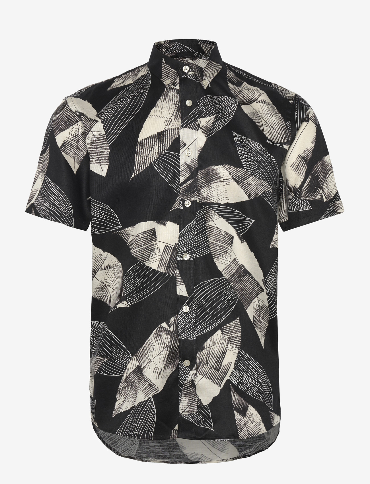 Lindbergh - Cotton / Lyocell blend AOP shirt S/ - mustriga särgid - black - 1