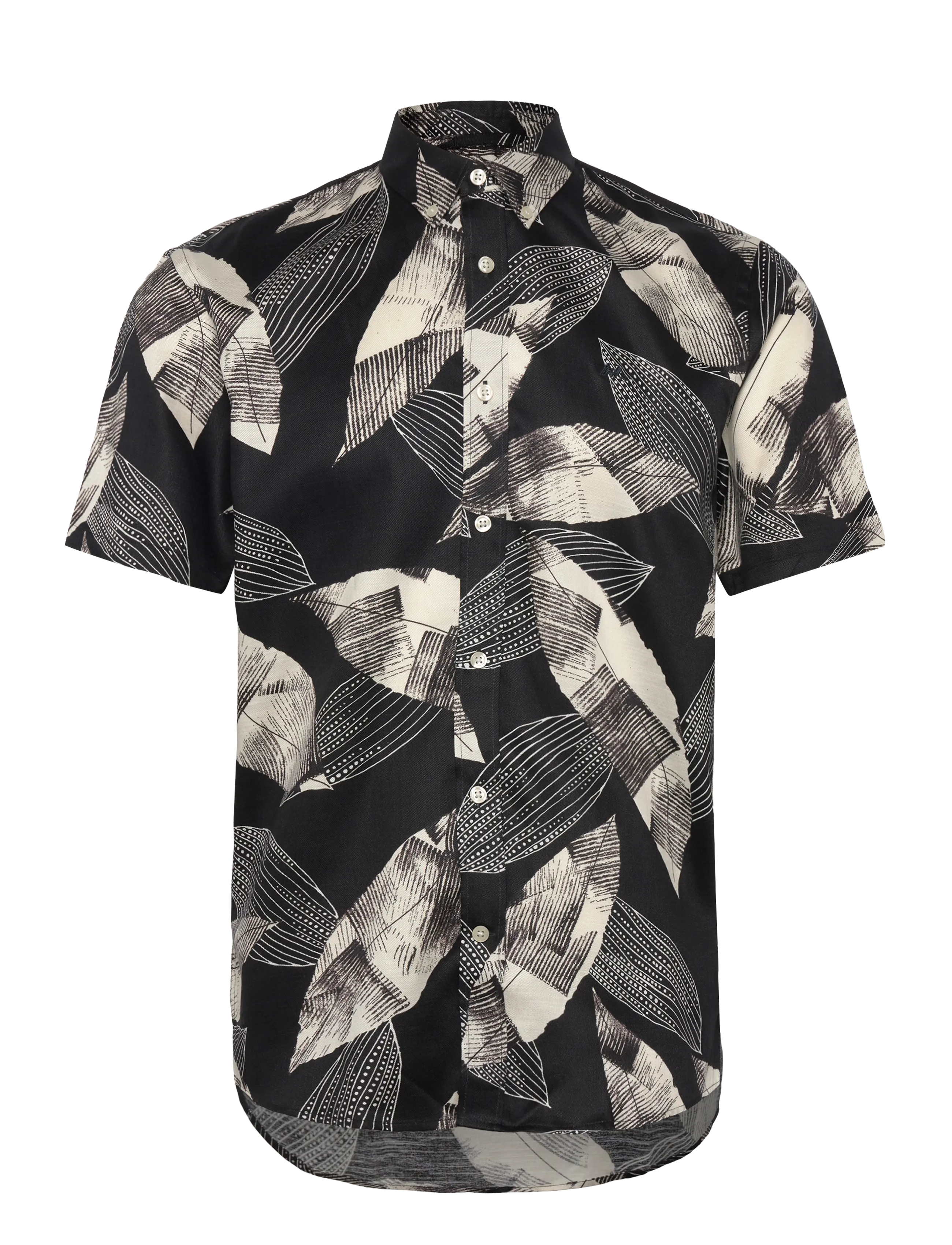 Lindbergh Cotton / Lyocell blend AOP shirt S/ - Lindbergh - BLACK / multi