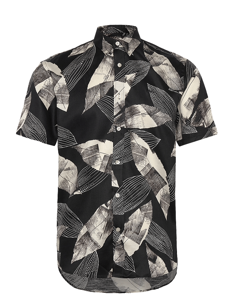 Lindbergh - Cotton / Lyocell blend AOP shirt S/ - mustriga särgid - black - 1