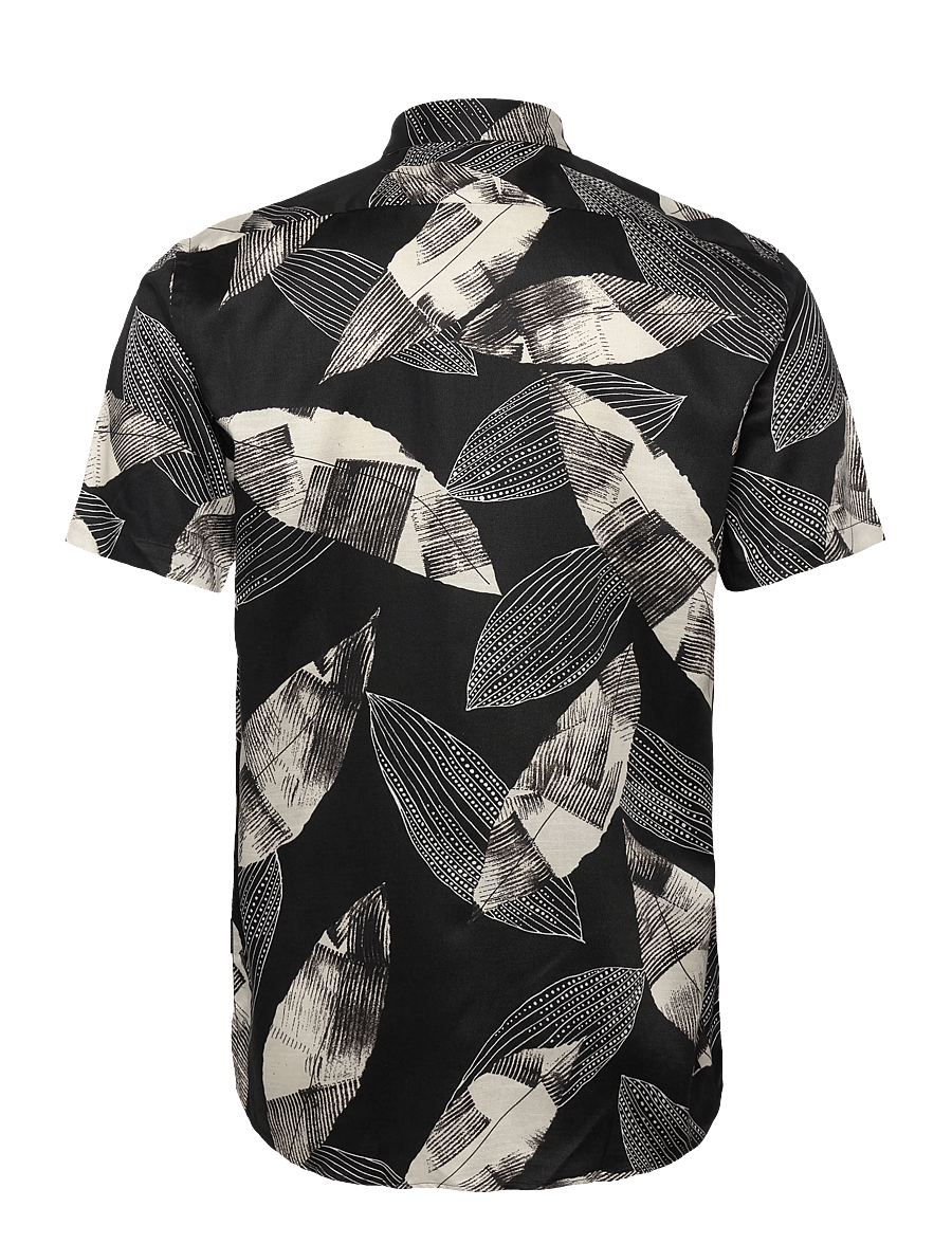 Lindbergh - Cotton / Lyocell blend AOP shirt S/ - pattern shirts - black - 2