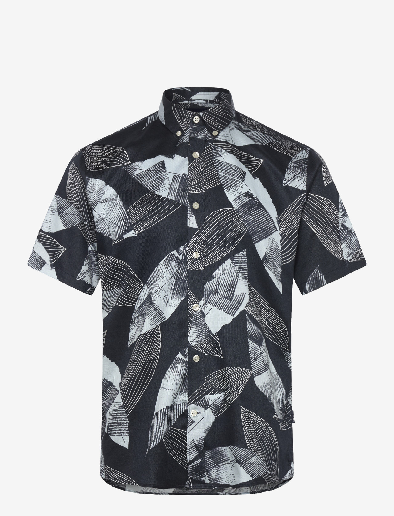 Lindbergh - Cotton / Lyocell blend AOP shirt S/ - mønstrede skjorter - ice blue - 1