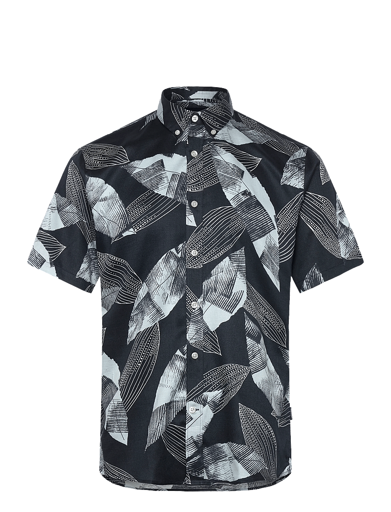 Lindbergh - Cotton / Lyocell blend AOP shirt S/ - mønstrede skjorter - ice blue - 1