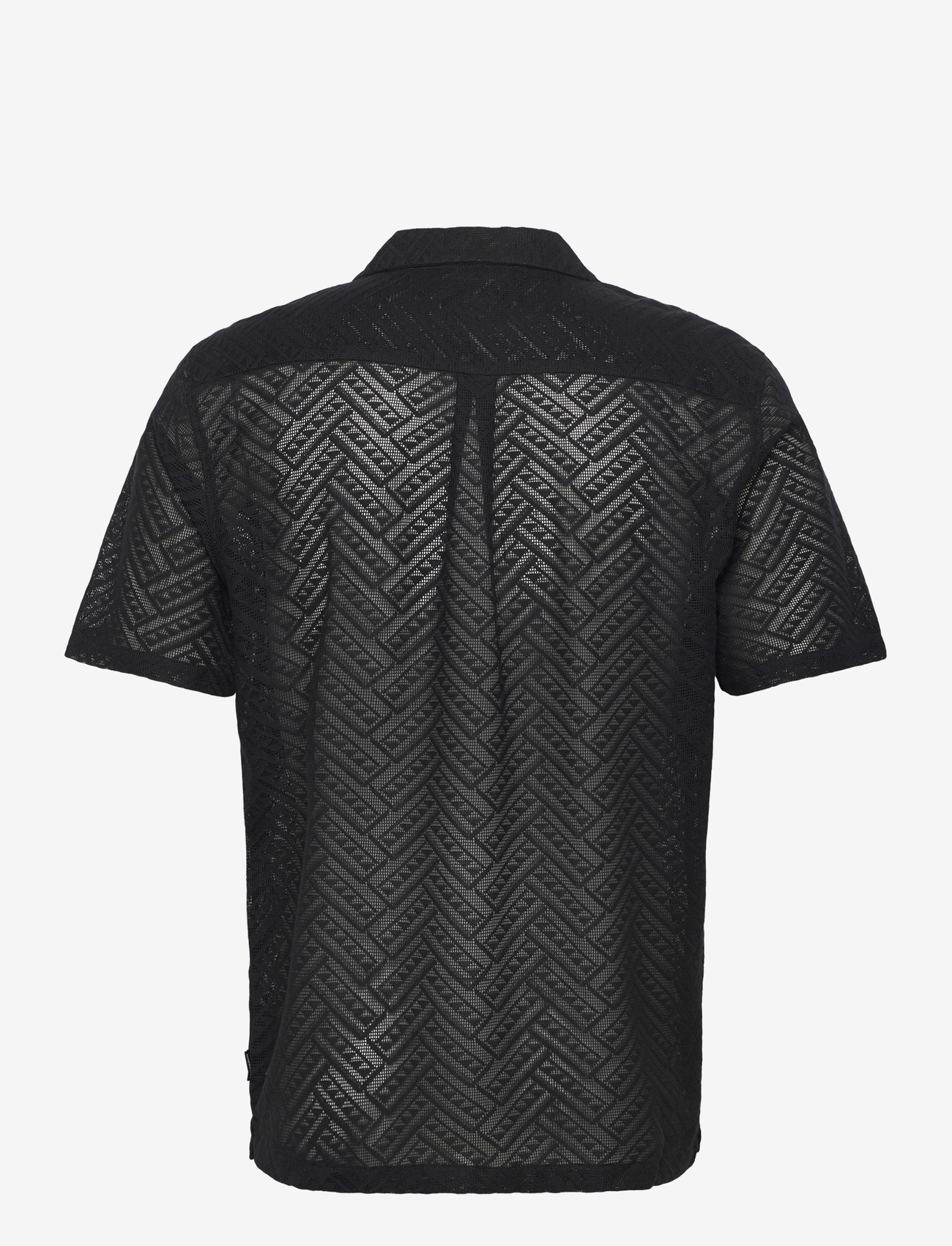 Lindbergh - Texture resort shirt S/S - kortärmade skjortor - black - 2