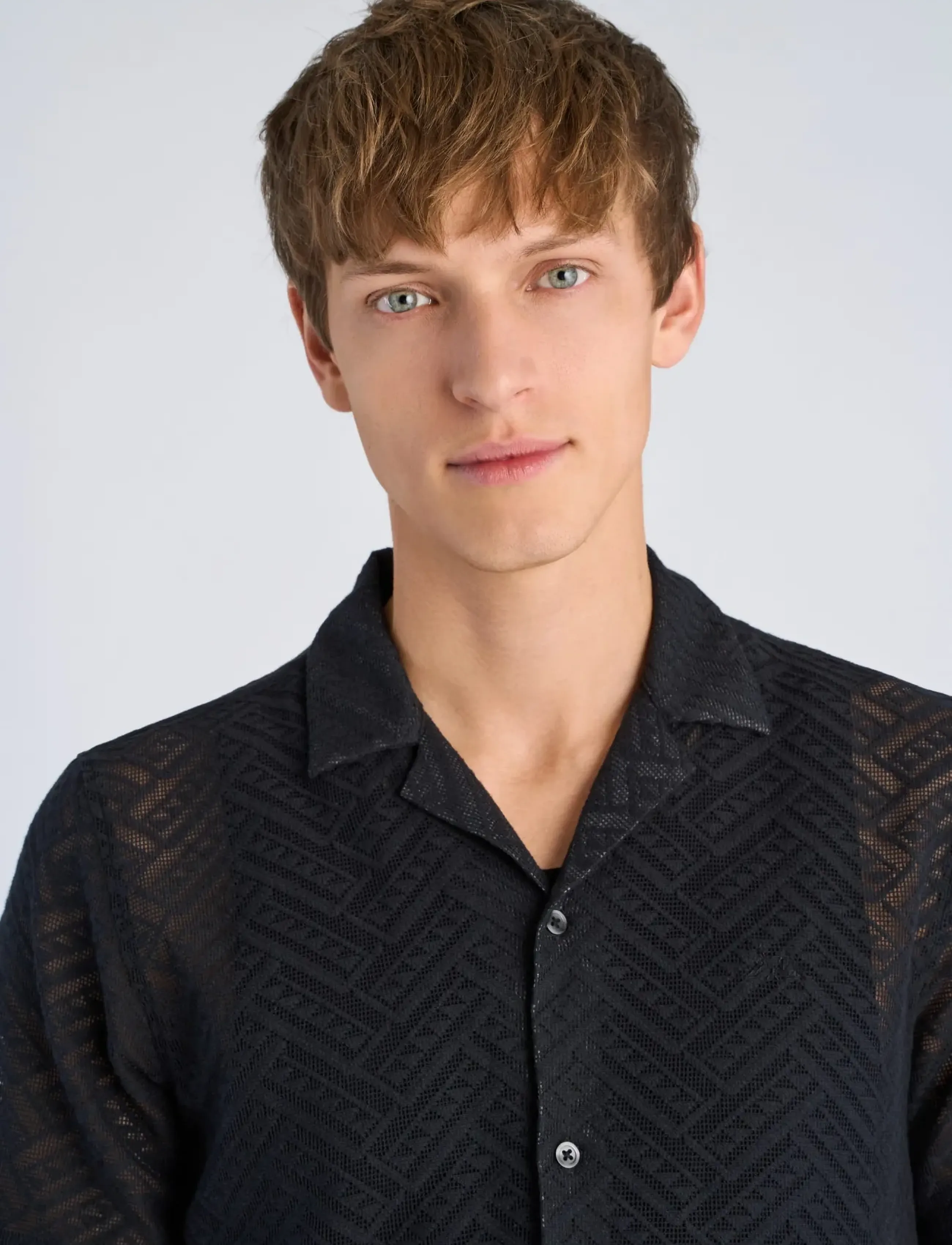 Lindbergh - Texture resort shirt S/S - marškiniai trumpomis rankovėmis - black - 5