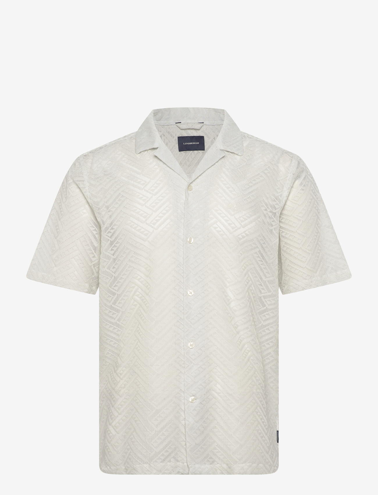 Lindbergh - Texture resort shirt S/S - kortærmede skjorter - smoke white - 1