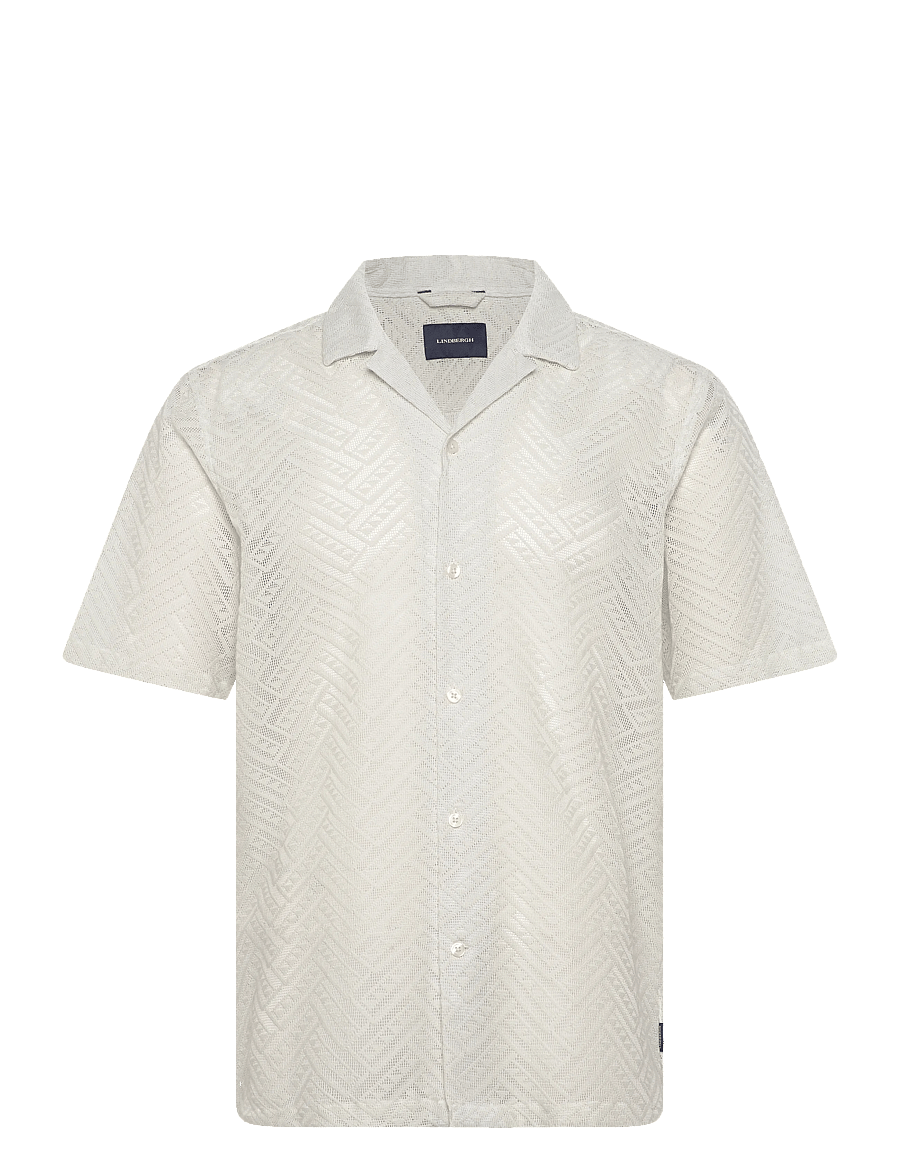 Lindbergh - Texture resort shirt S/S - kurzarmhemden - smoke white - 1
