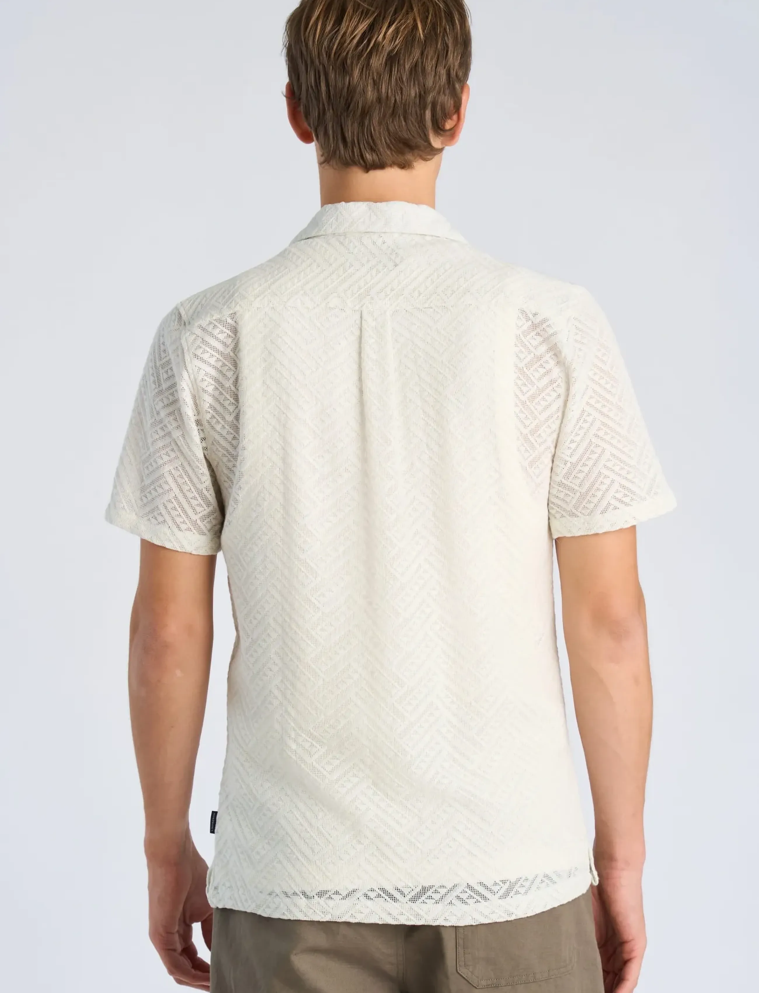 Lindbergh - Texture resort shirt S/S - kurzarmhemden - smoke white - 4