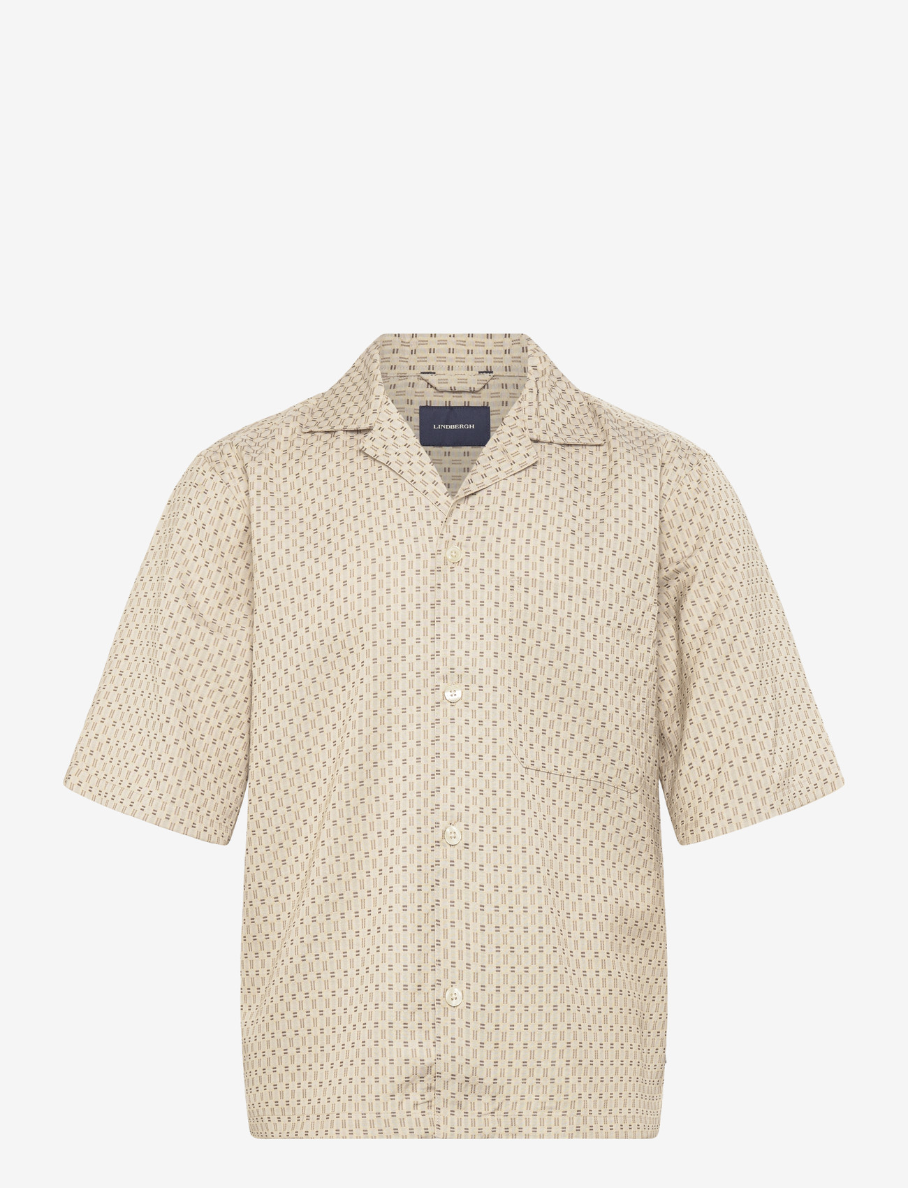 Lindbergh - Structure resort shirt S/S - kortærmede skjorter - dk sand - 1
