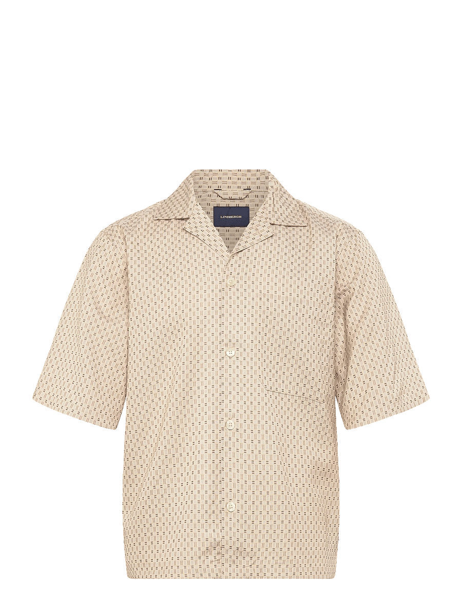 Lindbergh - Structure resort shirt S/S - kortærmede skjorter - dk sand - 1