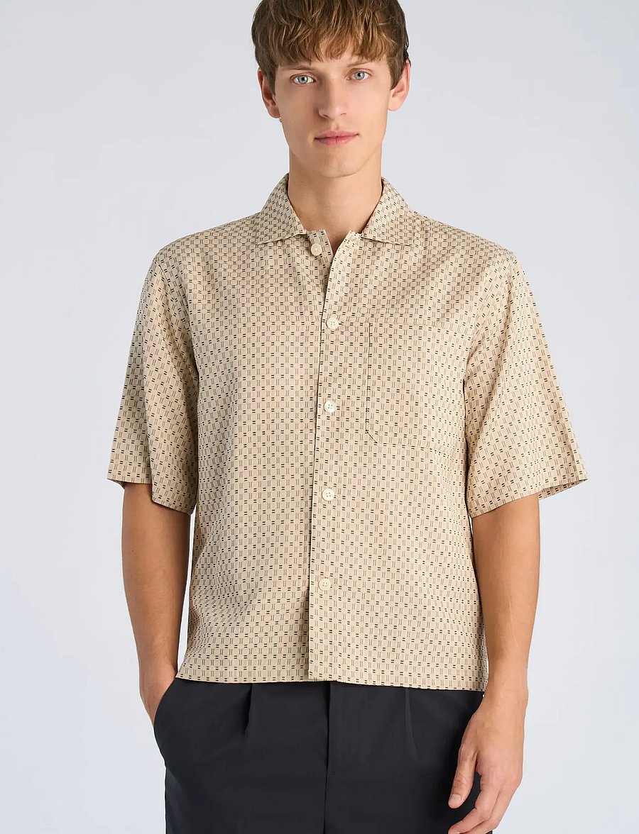 Lindbergh - Structure resort shirt S/S - kortærmede skjorter - dk sand - 3