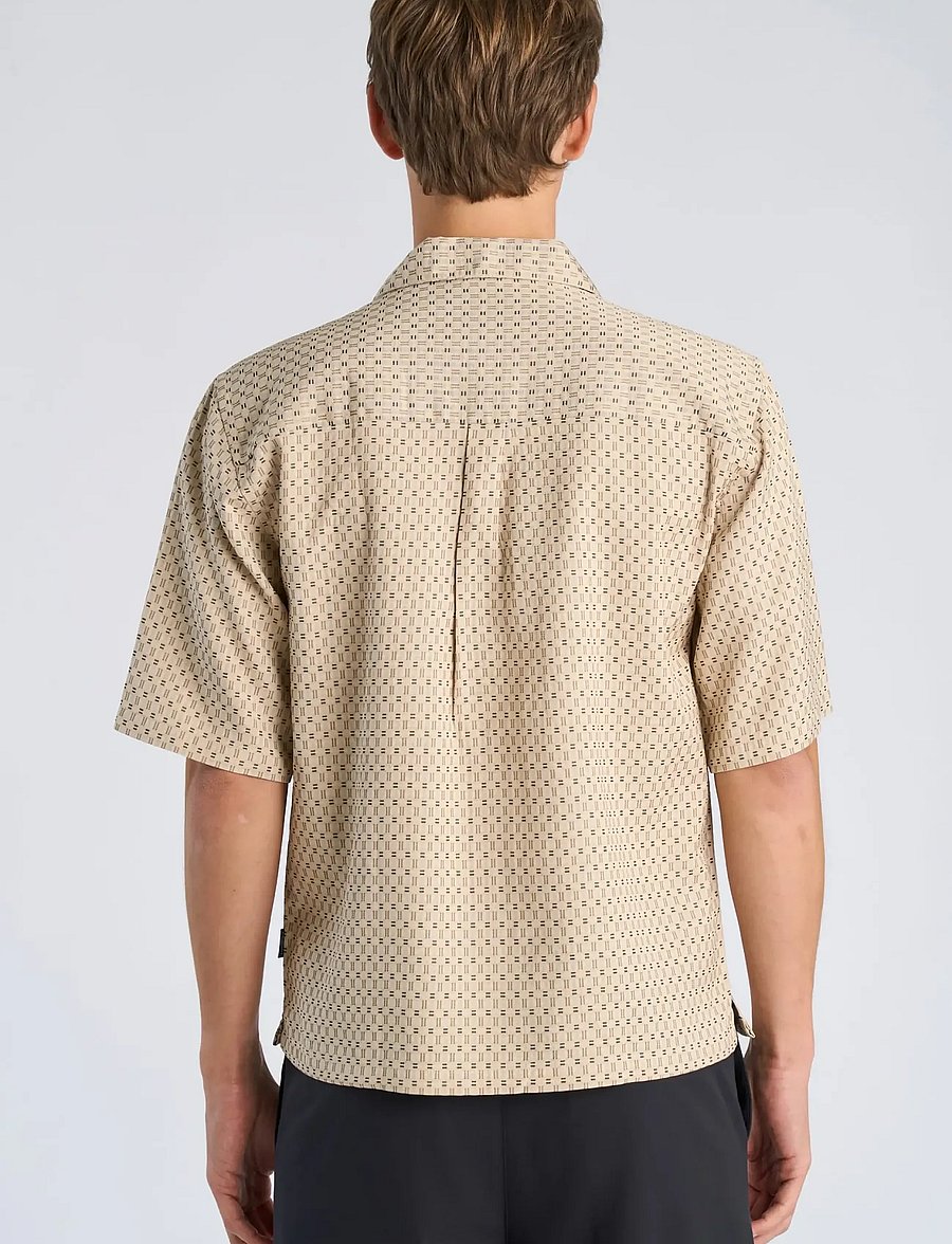 Lindbergh - Structure resort shirt S/S - kortærmede skjorter - dk sand - 4