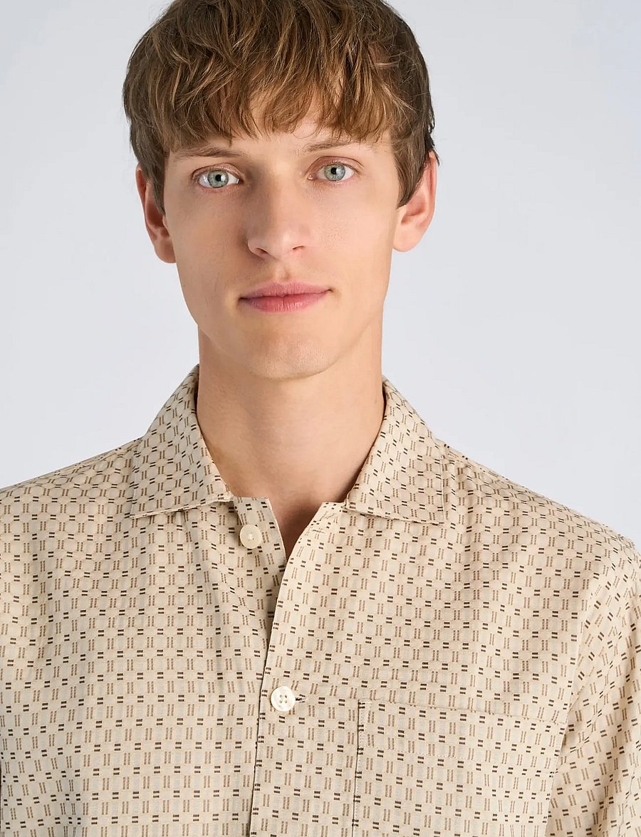 Lindbergh - Structure resort shirt S/S - kortærmede skjorter - dk sand - 5