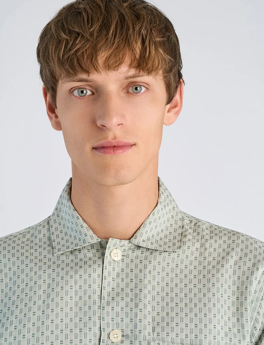 Lindbergh - Structure resort shirt S/S - lühikeste varrukatega särgid - faded green - 5