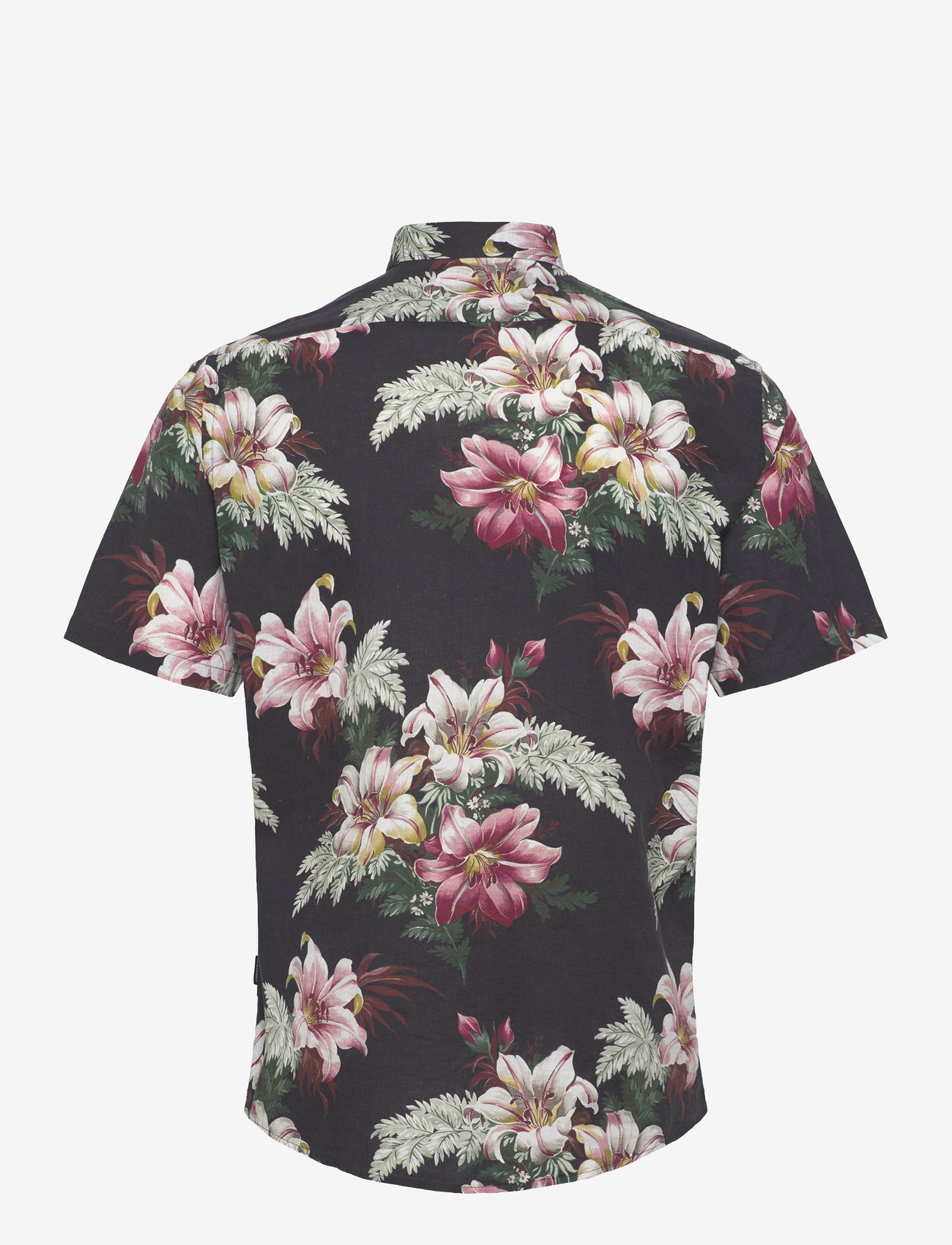 Lindbergh - Linen blend shirt S/S - mønstrede skjorter - black - 2