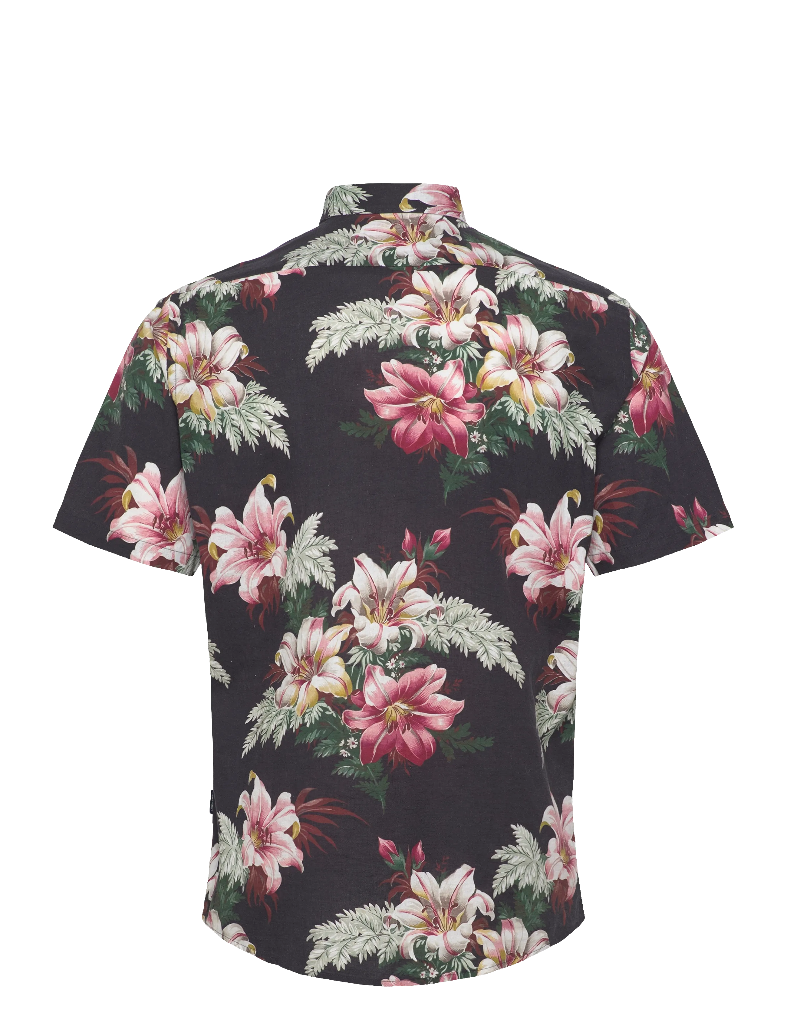 Lindbergh - Linen blend shirt S/S - mustriga särgid - black - 2