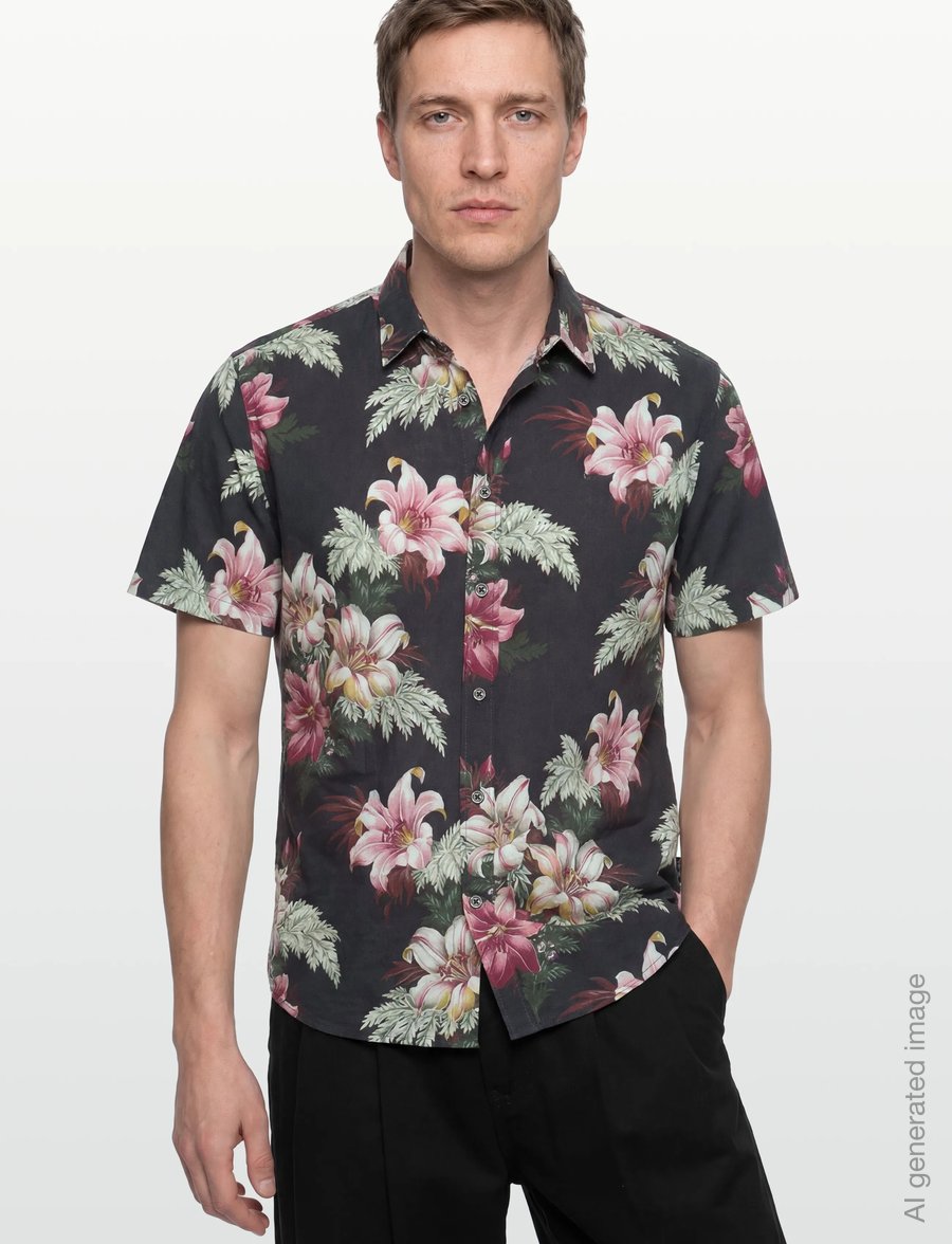 Lindbergh - Linen blend shirt S/S - mustriga särgid - black - 3