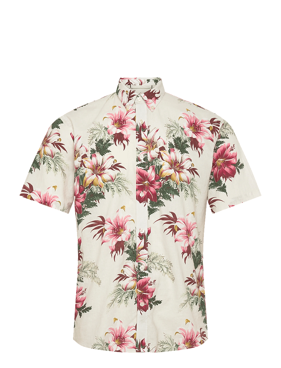 Lindbergh - Linen blend shirt S/S - pattern shirts - smoke white - 1