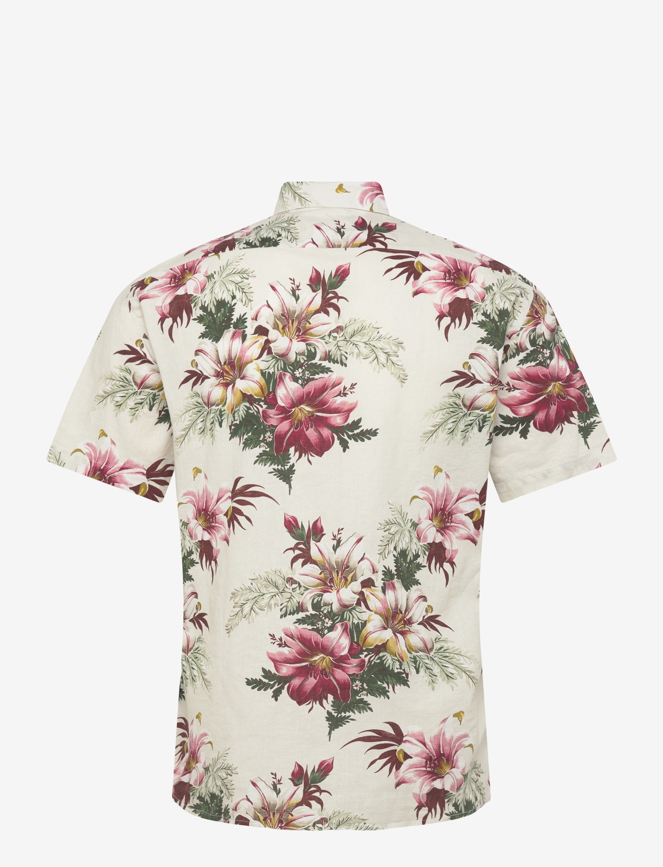 Lindbergh - Linen blend shirt S/S - mønstrede skjorter - smoke white - 2