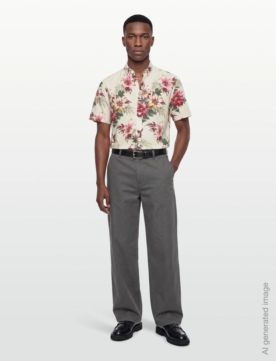 Lindbergh - Linen blend shirt S/S - pattern shirts - smoke white - 0
