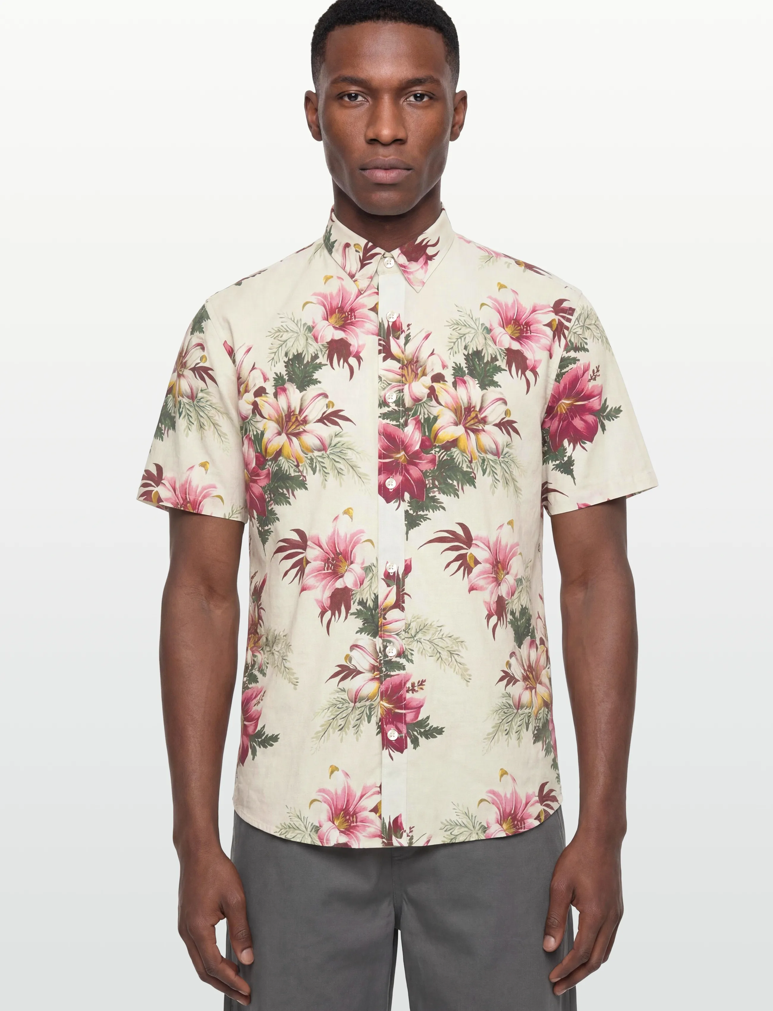 Lindbergh - Linen blend shirt S/S - hemden mit muster - smoke white - 3