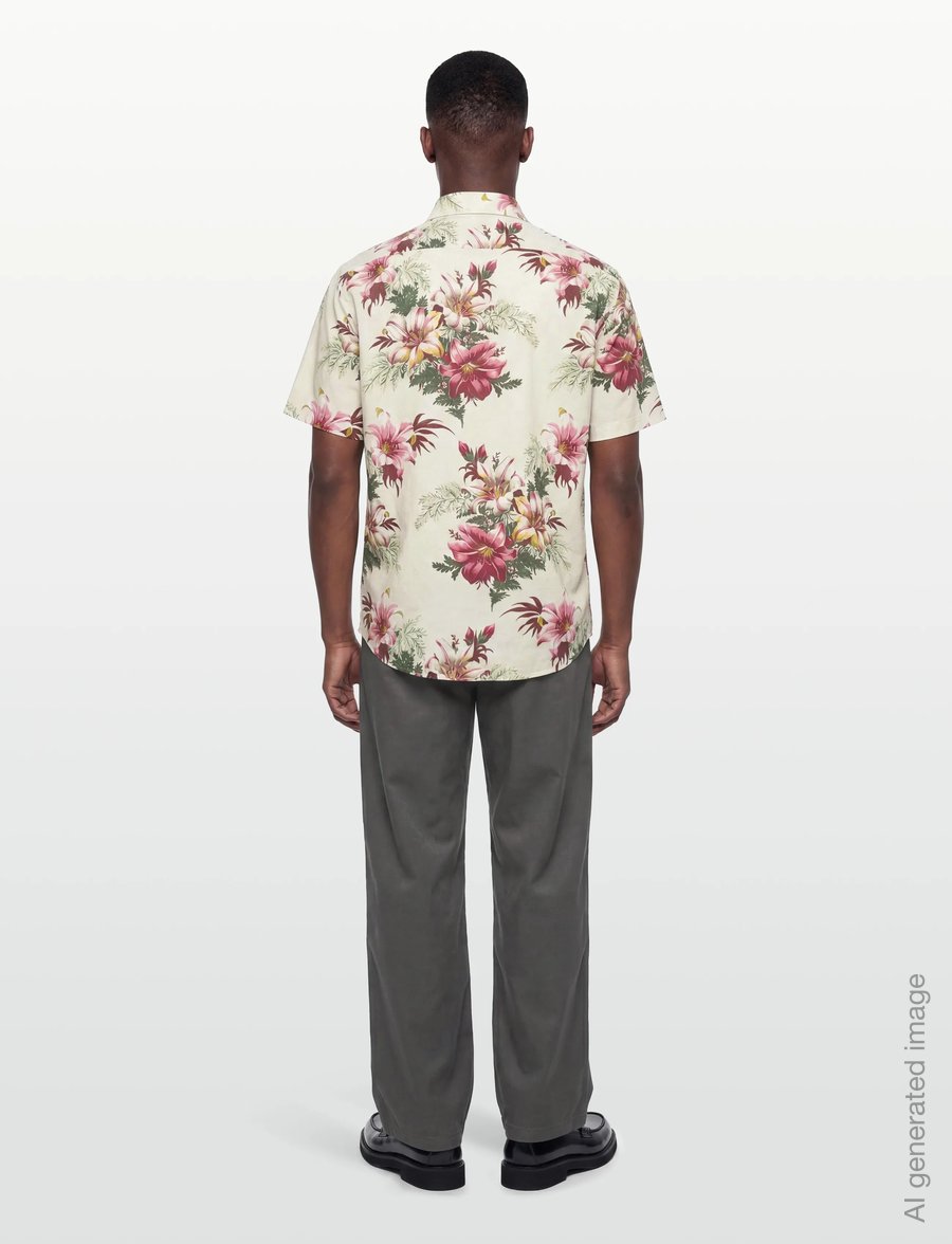 Lindbergh - Linen blend shirt S/S - pattern shirts - smoke white - 4