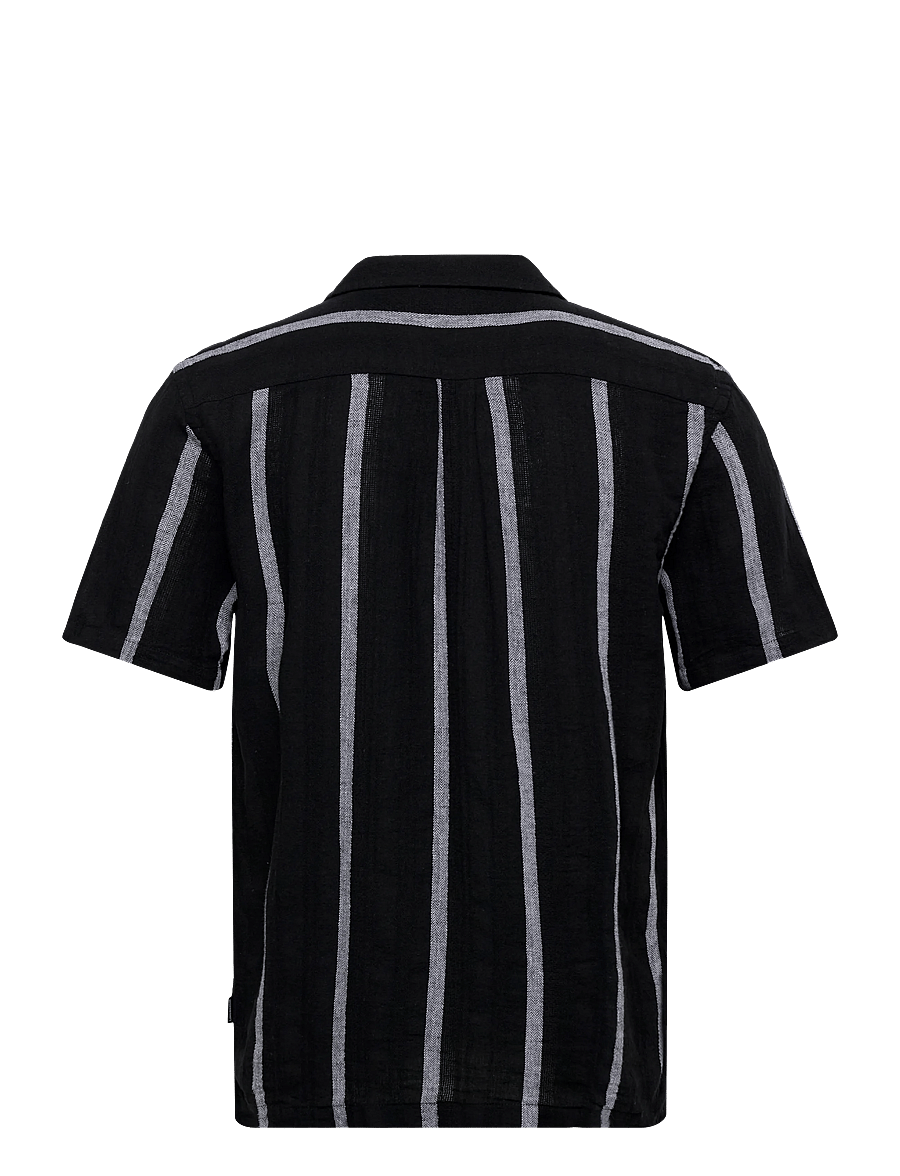 Lindbergh - Structure stripe shirt S/S - gestreifte hemden - black - 2