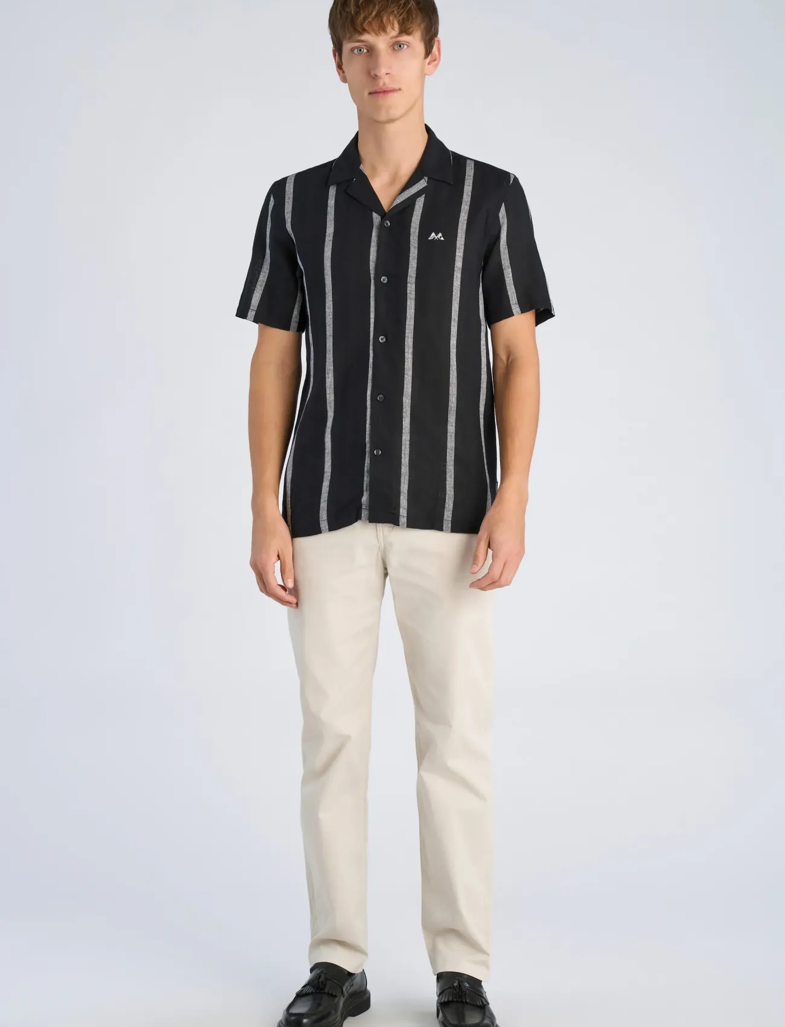Lindbergh Structure stripe shirt S/S - Skjorter - BLACK / black