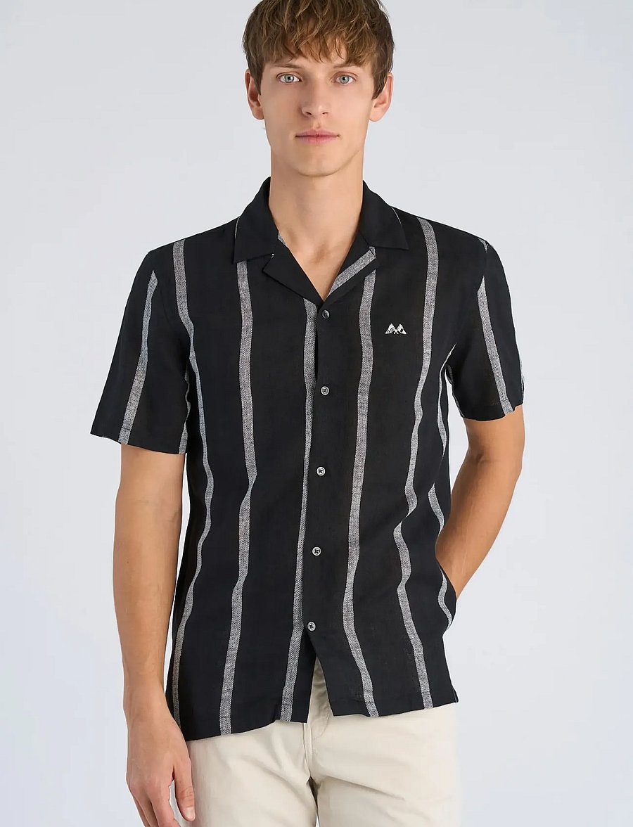 Lindbergh - Structure stripe shirt S/S - gestreifte hemden - black - 3