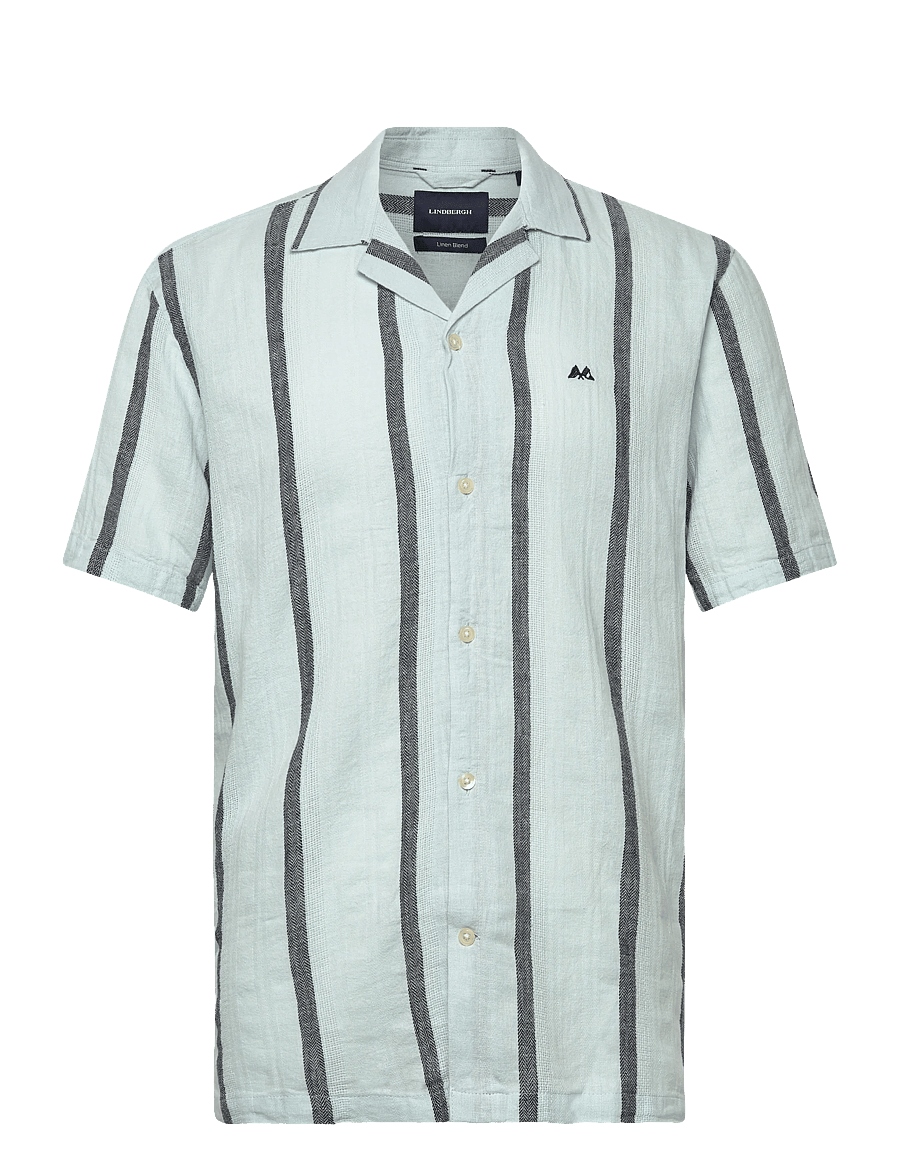 Lindbergh - Structure stripe shirt S/S - gestreifte hemden - ice blue - 1