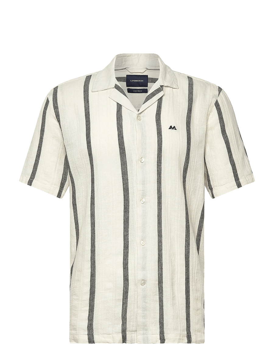 Lindbergh - Structure stripe shirt S/S - gestreifte hemden - off white - 1