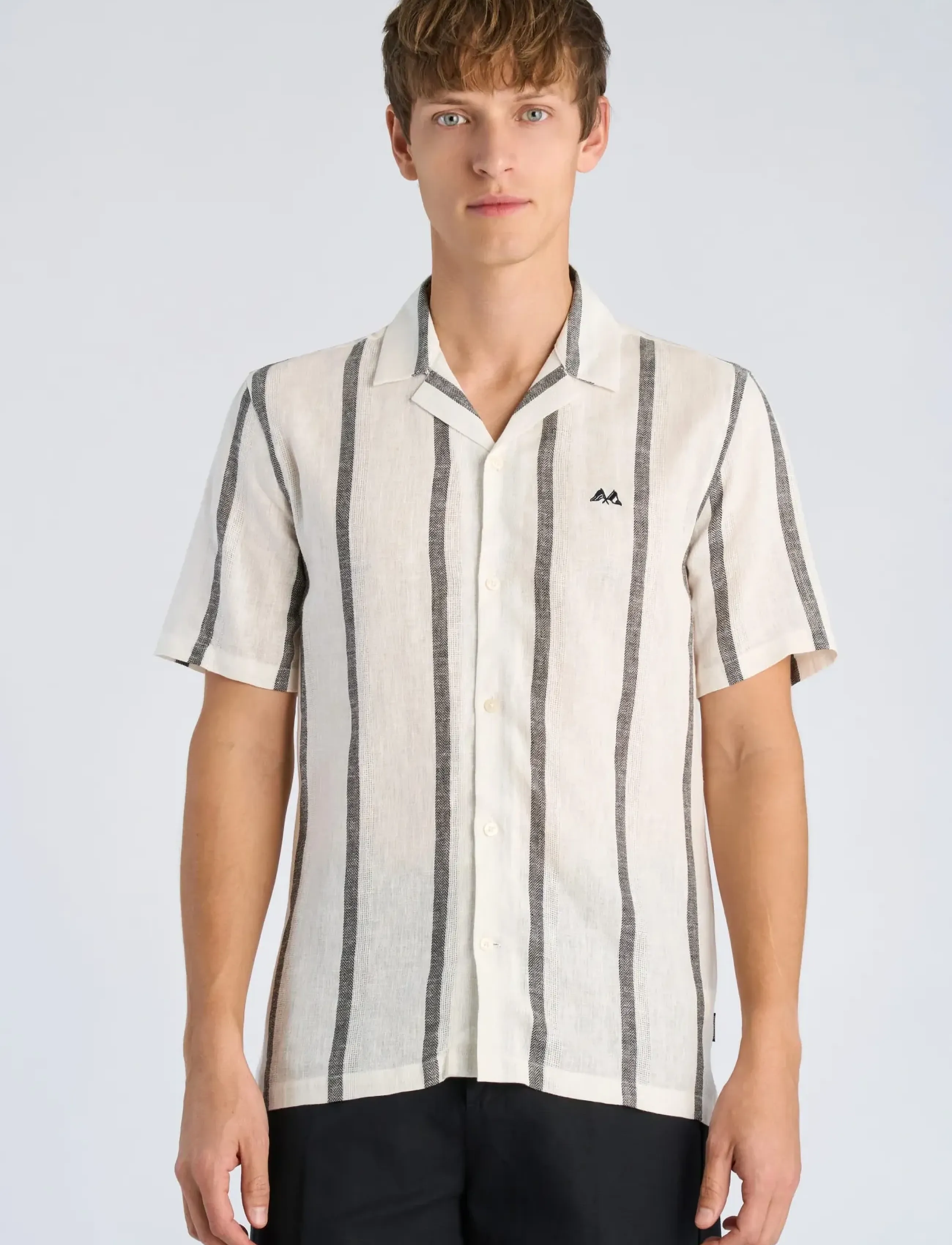 Lindbergh - Structure stripe shirt S/S - randiga skjortor - off white - 3