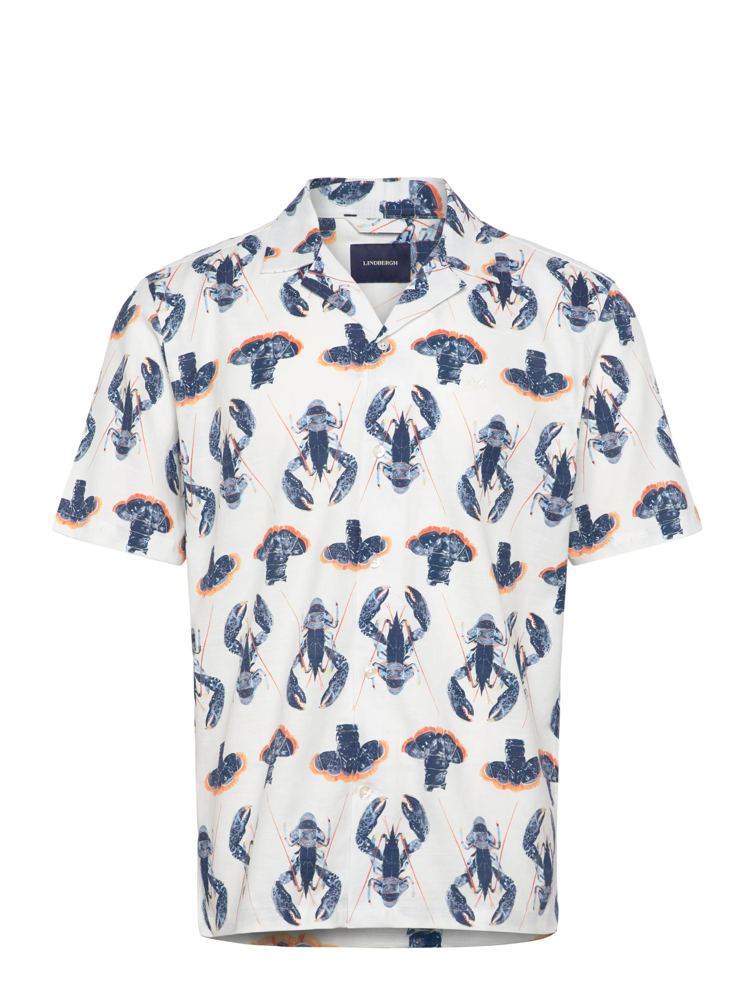 Lindbergh Cotton/viscose slub AOP resort shir - Skjorter - OFF WHITE / white
