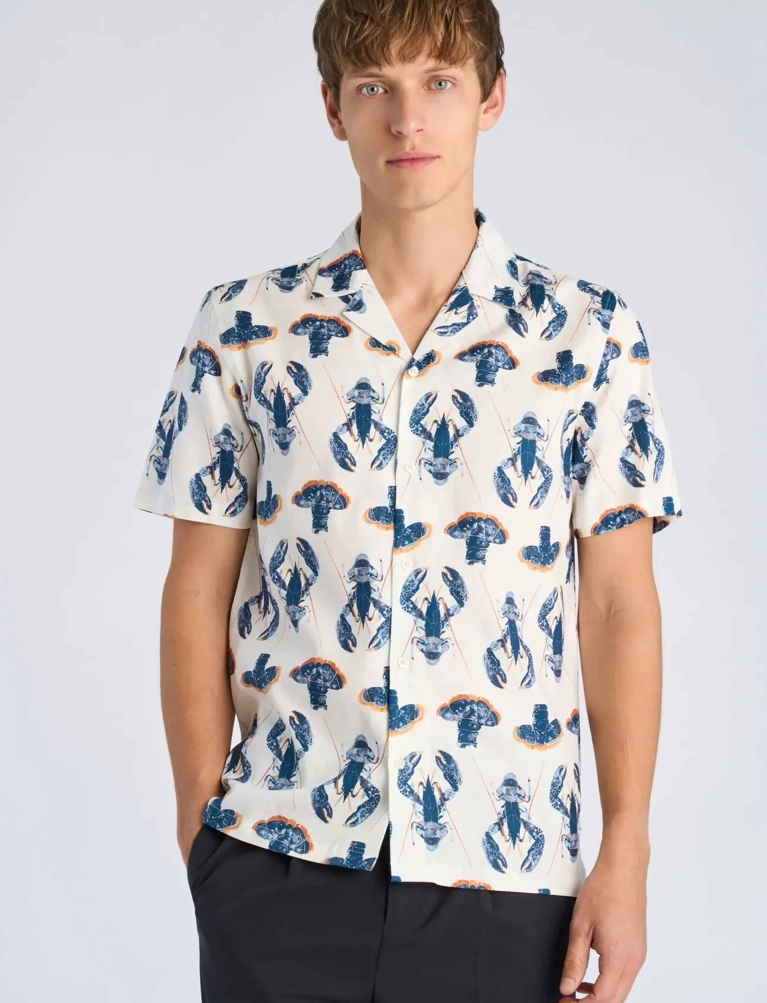 Lindbergh - Cotton/viscose slub AOP resort shir - chemises à motifs - off white - 4