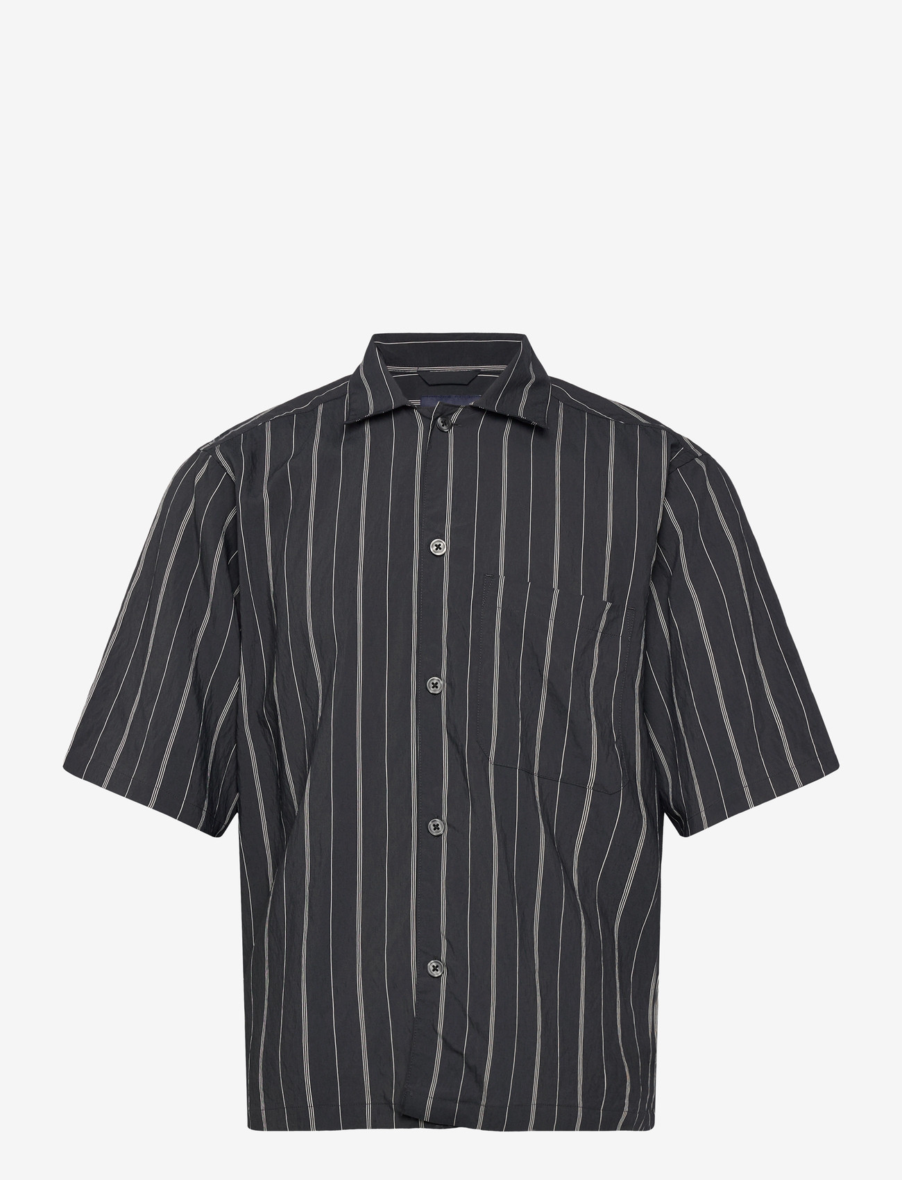 Lindbergh - Viscose resort shirt S/S - stribede skjorter - dk navy - 0