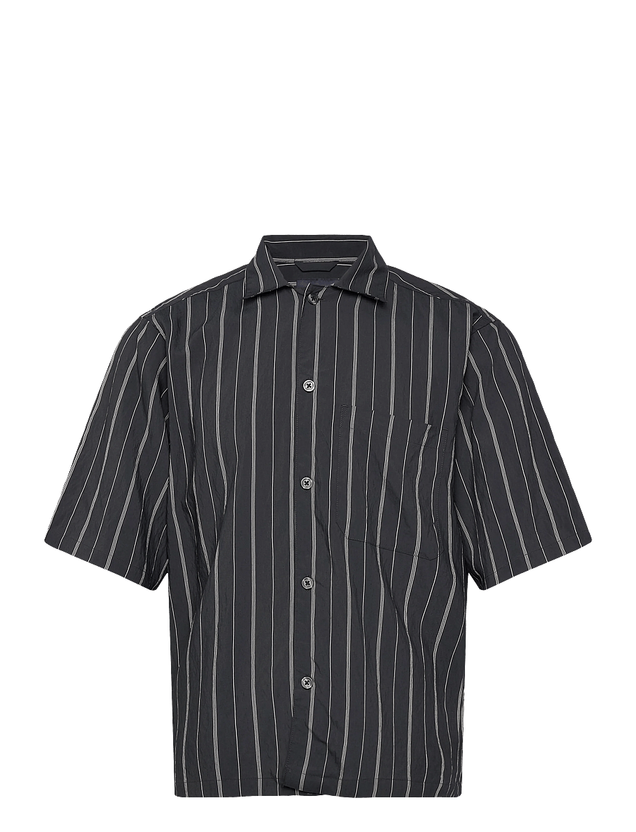 Lindbergh - Viscose resort shirt S/S - gestreifte hemden - dk navy - 0