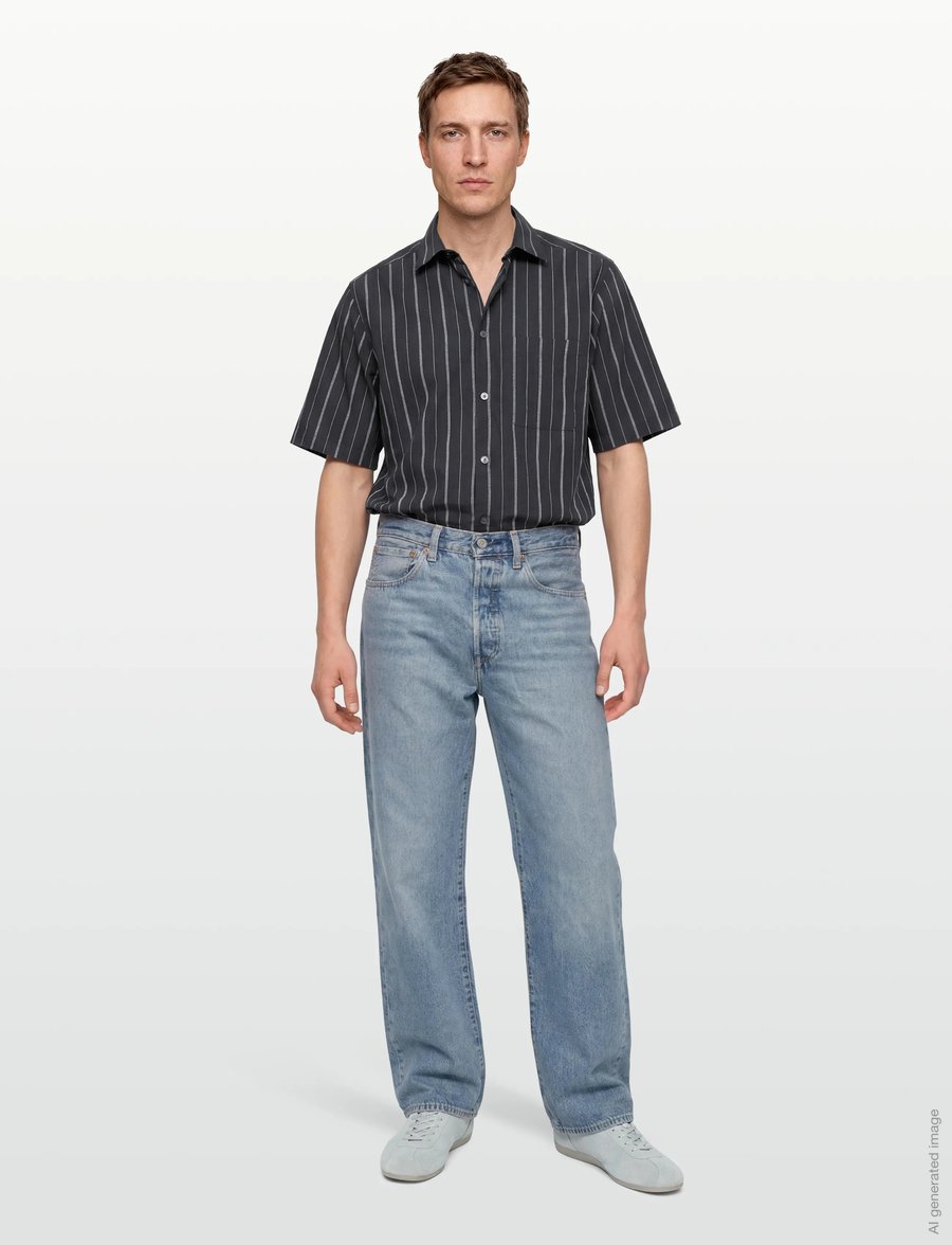 Lindbergh - Viscose resort shirt S/S - randiga skjortor - dk navy - 0