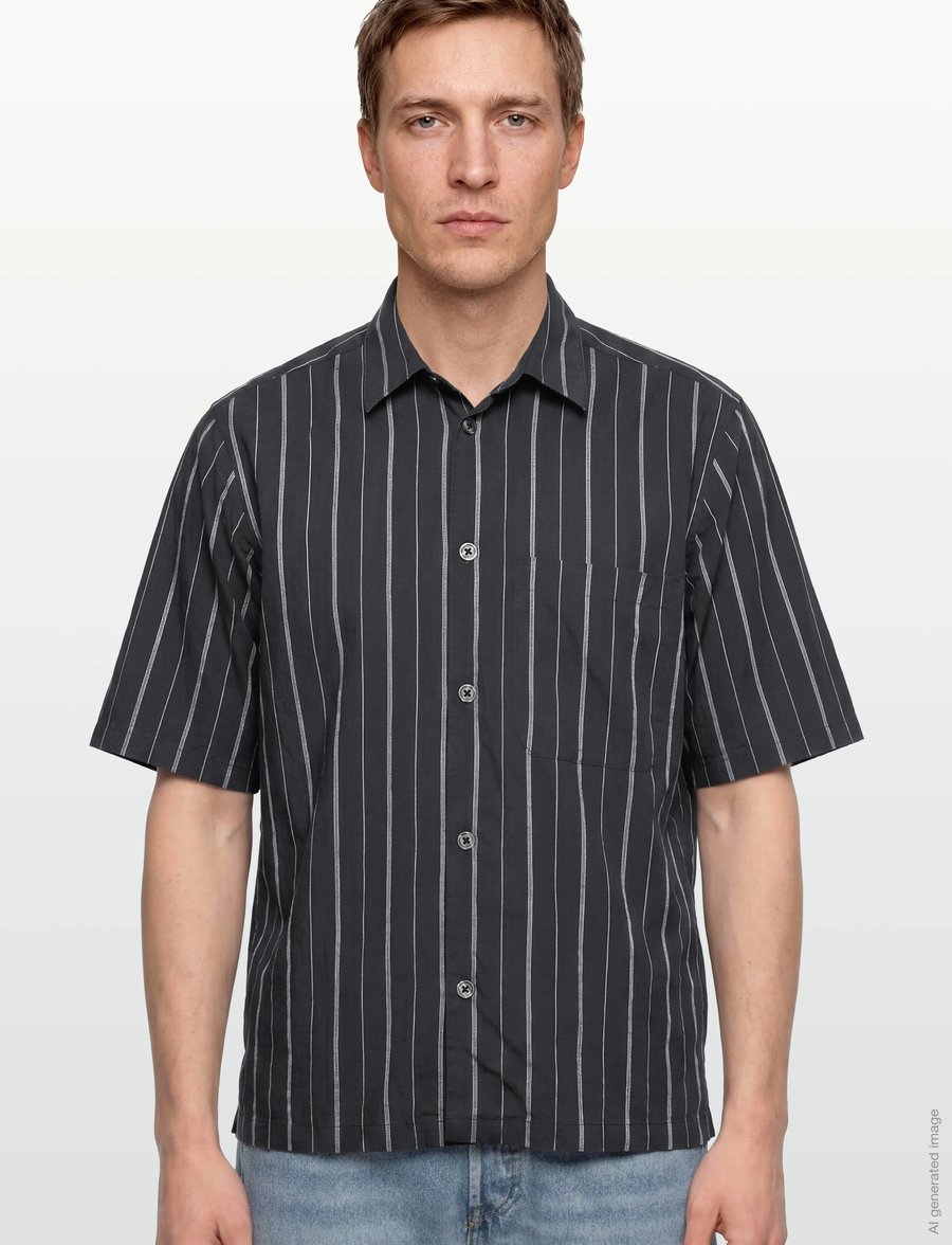 Lindbergh - Viscose resort shirt S/S - randiga skjortor - dk navy - 3