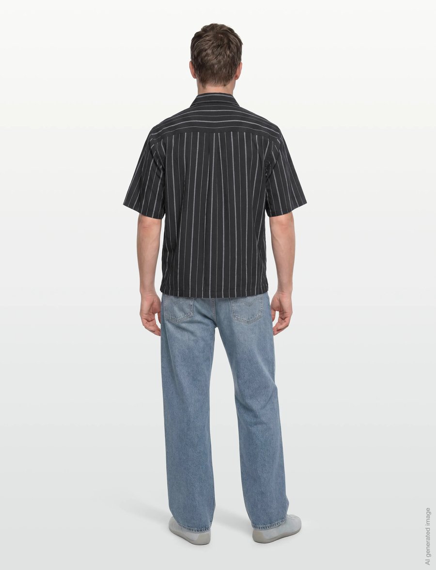 Lindbergh - Viscose resort shirt S/S - randiga skjortor - dk navy - 4
